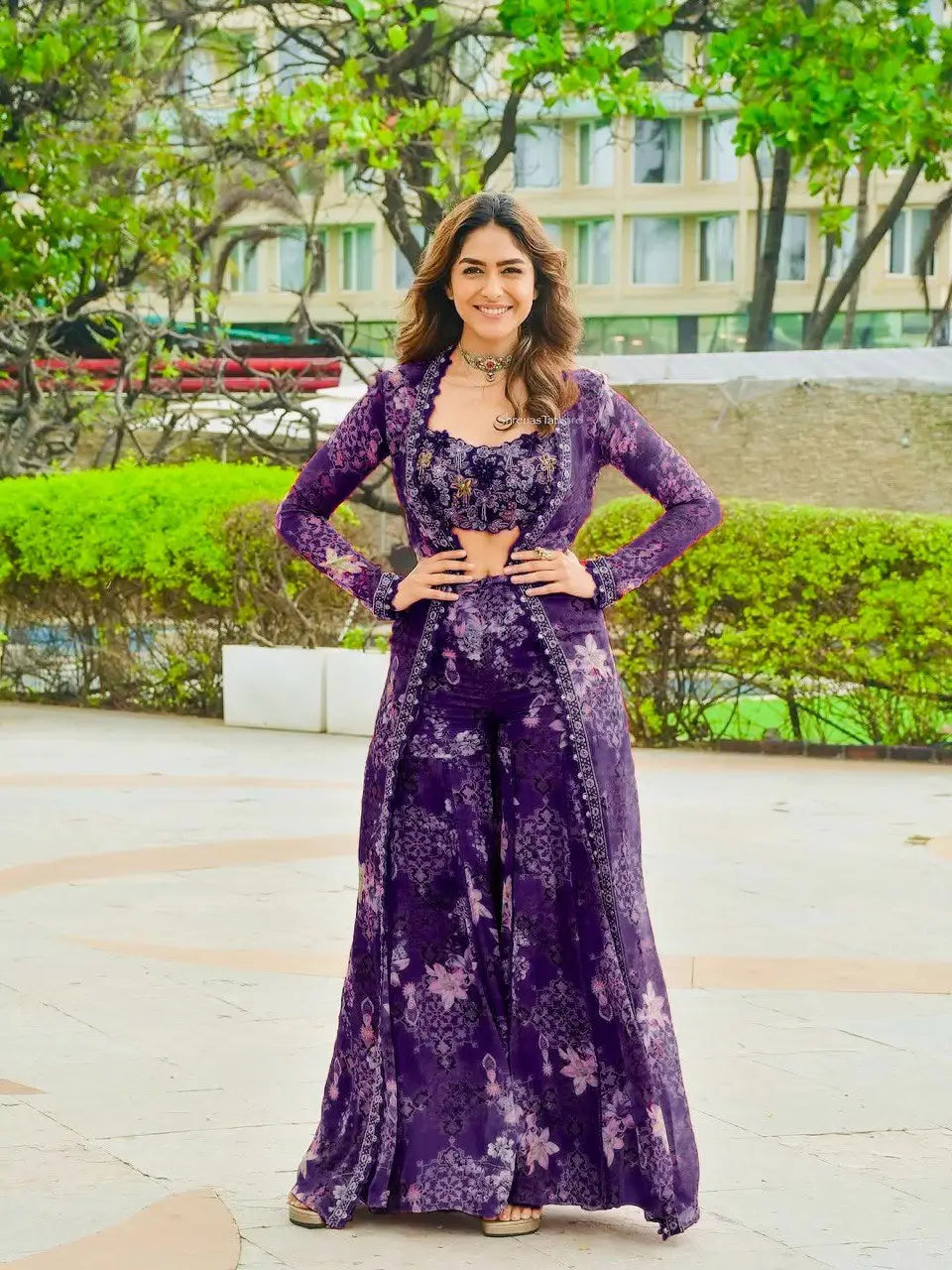 Designer Tibby Silk Shrug, Blouse & Sharara Set | Embroidered & Printed 3-Piece Stitched Outfit