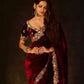 Designer Velvet Embroidered Saree with Unstitched Blouse