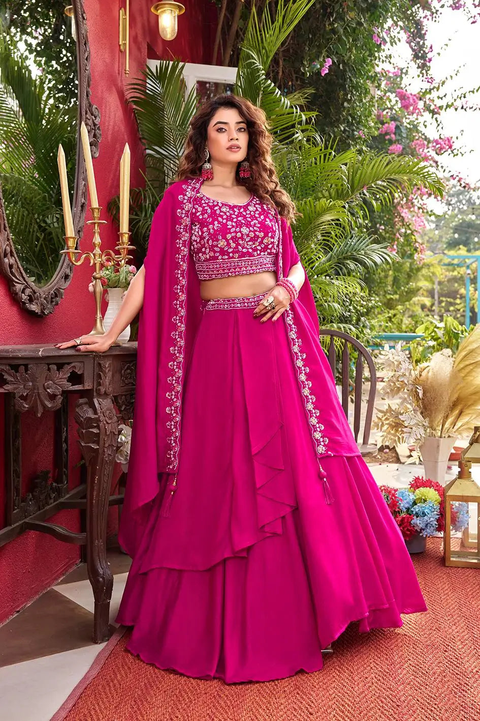 Designer Vichitra Silk Embroidered Lehenga Choli Set for Wedding and Festive Wear