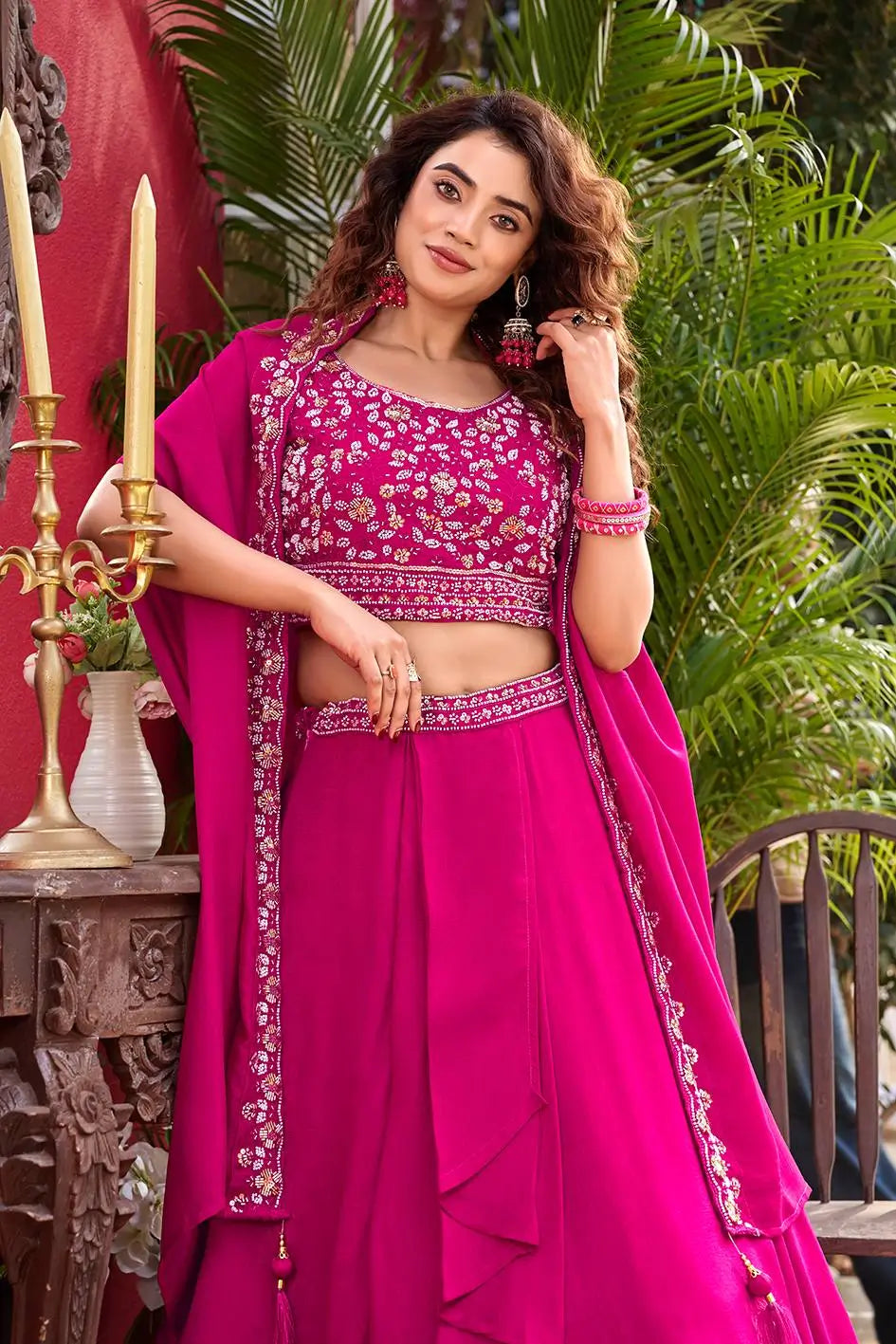 Designer Vichitra Silk Embroidered Lehenga Choli Set for Wedding and Festive Wear