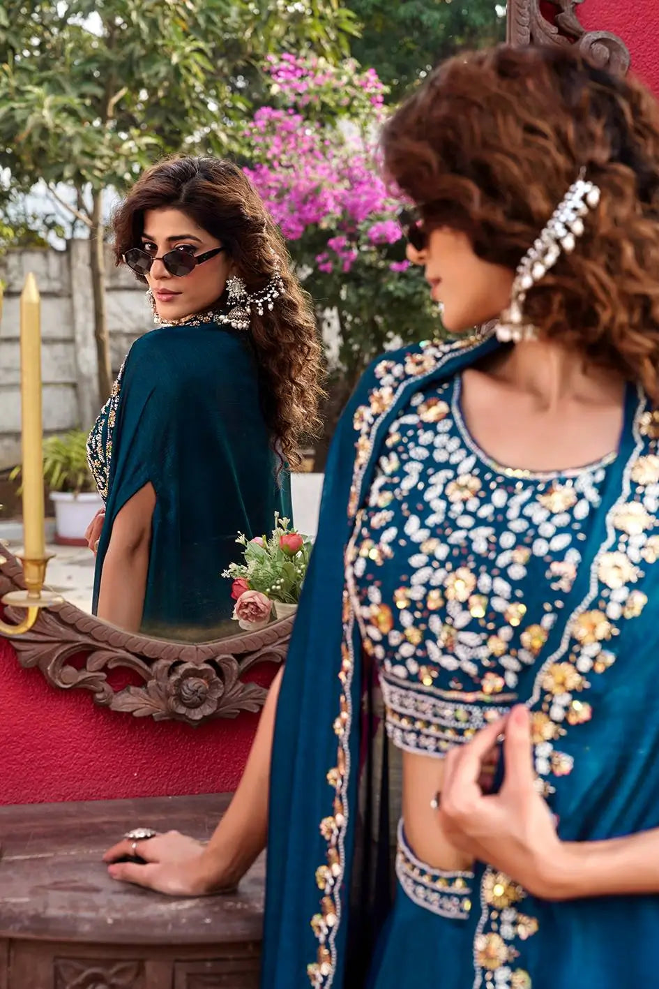 Designer Vichitra Silk Embroidered Lehenga Choli Set for Wedding and Festive Wear