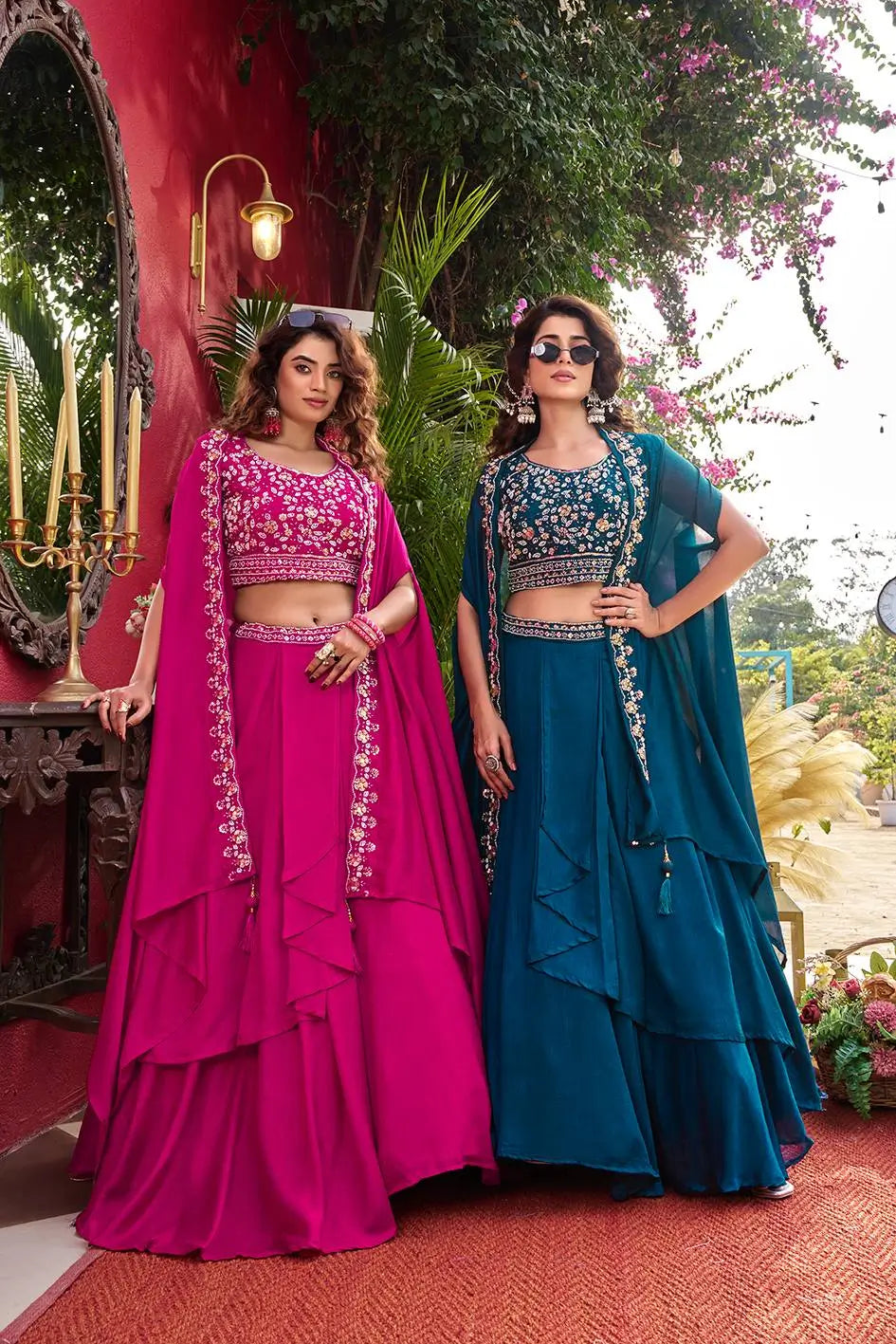 Designer Vichitra Silk Embroidered Lehenga Choli Set for Wedding and Festive Wear