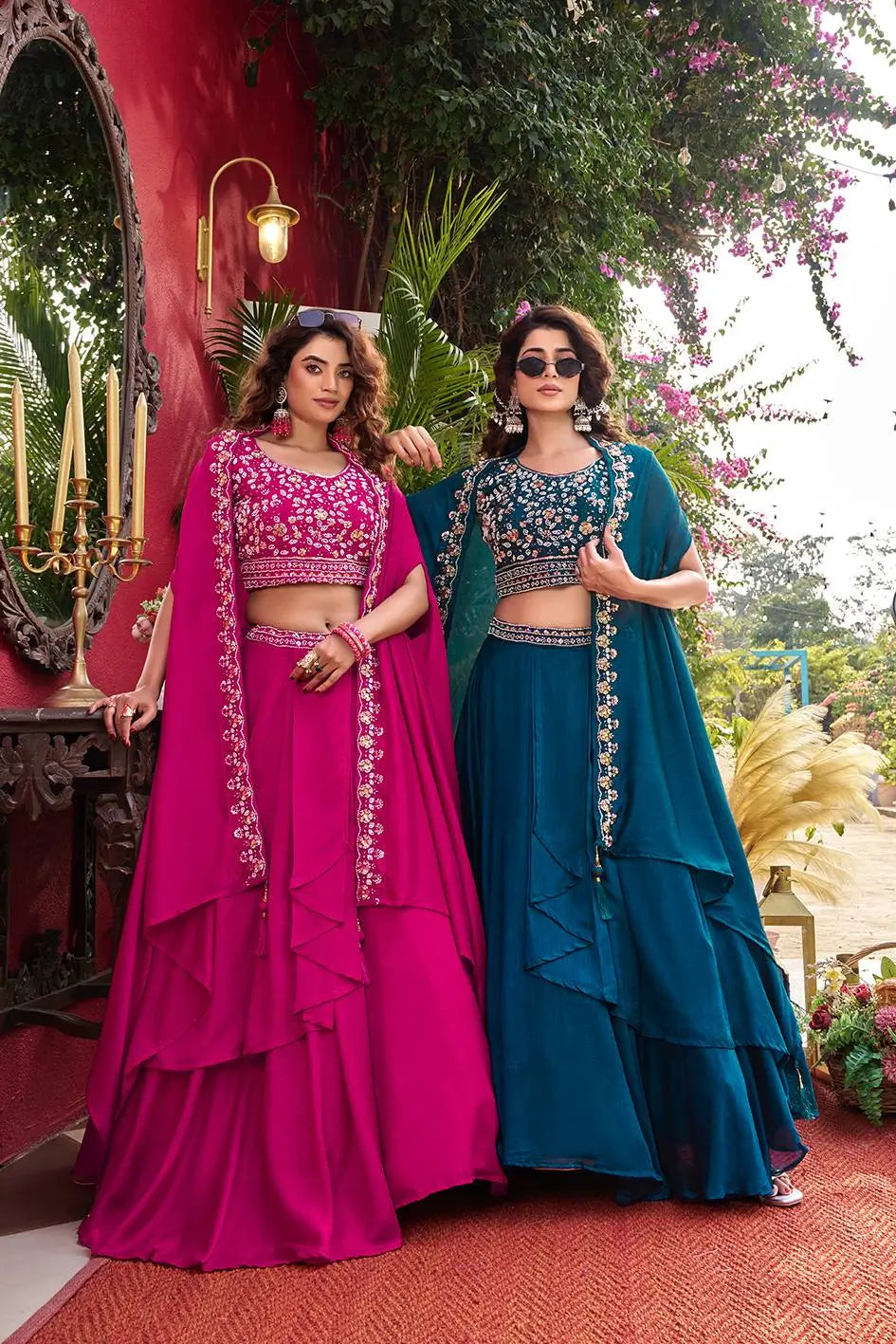 Designer Vichitra Silk Embroidered Lehenga Choli Set for Wedding and Festive Wear