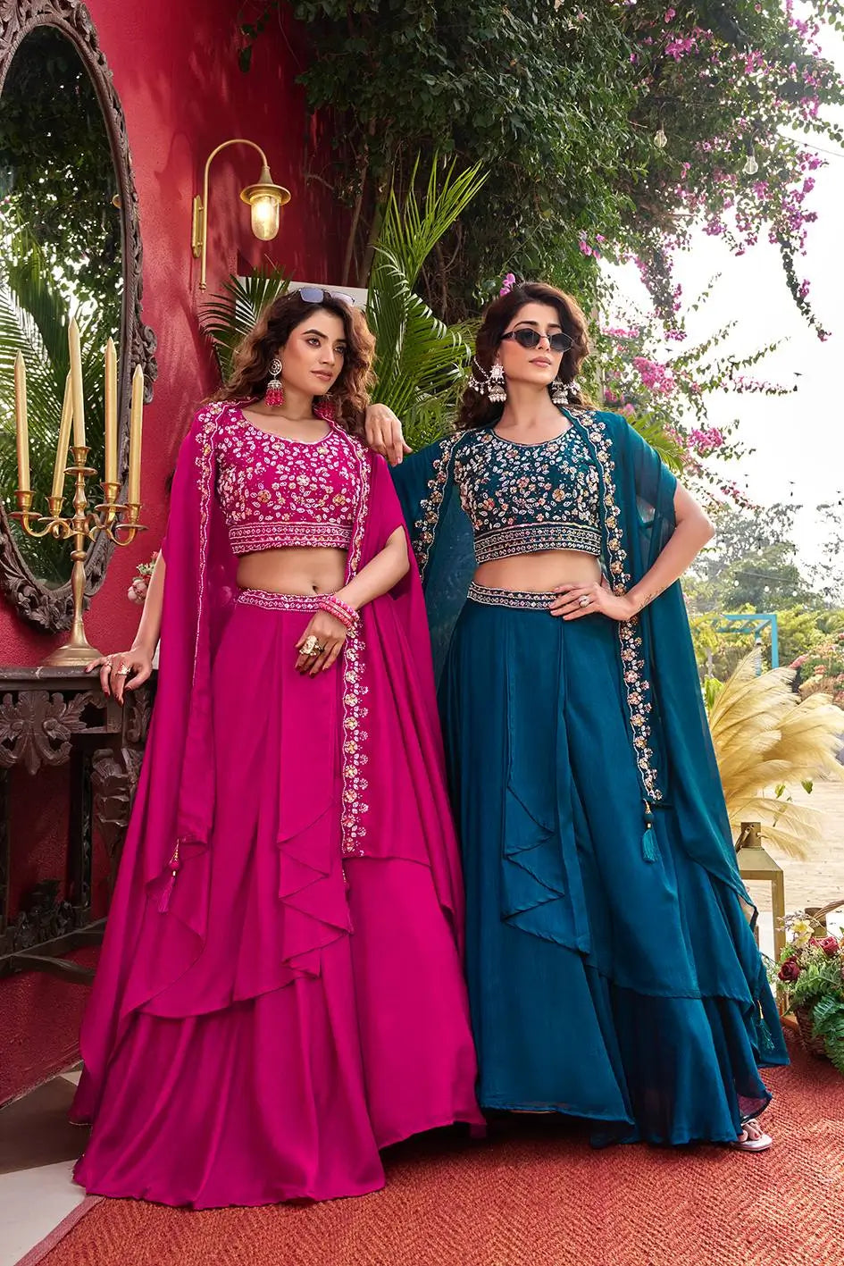 Designer Vichitra Silk Embroidered Lehenga Choli Set for Wedding and Festive Wear