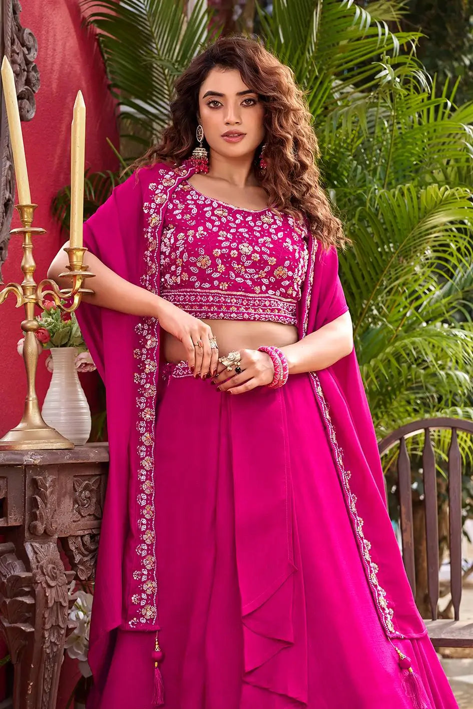Designer Vichitra Silk Embroidered Lehenga Choli Set for Wedding and Festive Wear