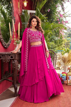 Designer Vichitra Silk Embroidered Lehenga Choli Set for Wedding and Festive Wear