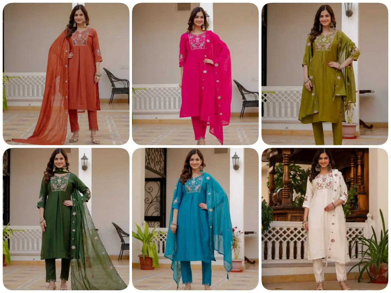 Designer Viscose Mango Silk Kurti Pant Set with Dupatta