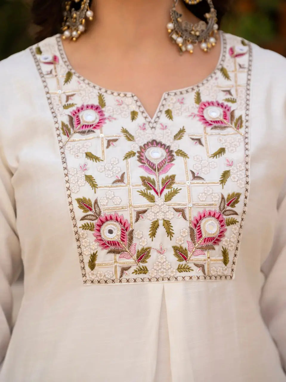 Designer Viscose Mango Silk Kurti Pant Set with Dupatta