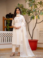 Designer Viscose Mango Silk Kurti Pant Set with Dupatta