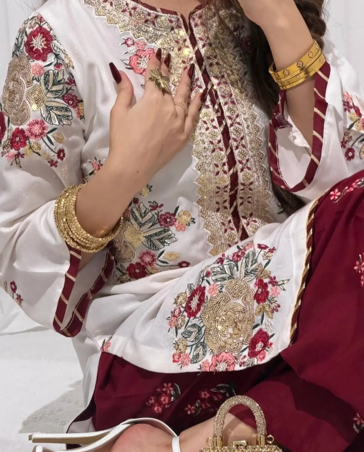 Designer White Embroidered Palazzo Suit Set for Festive and Family Functions
