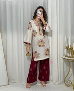 Designer White Embroidered Palazzo Suit Set for Festive and Family Functions