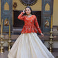 Designer soft white Lehenga with Long peplum blouse for Festive Occasions