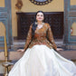 Designer soft white Lehenga with Long peplum blouse for Festive Occasions