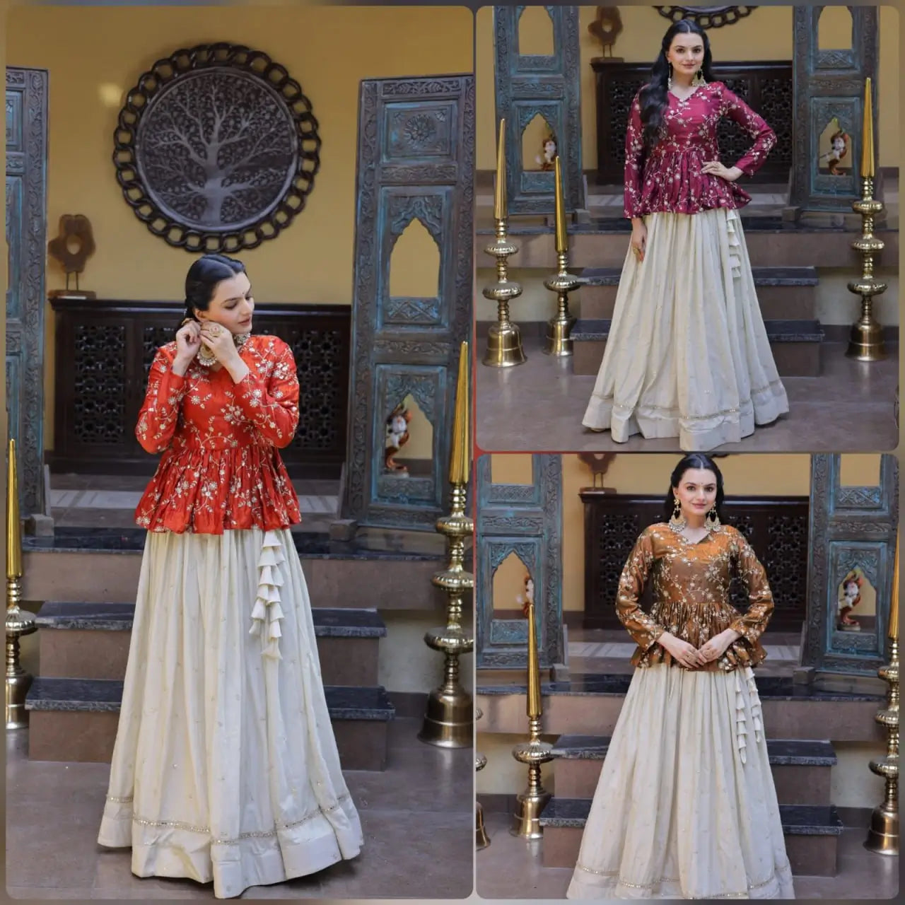 Designer soft white Lehenga with Long peplum blouse for Festive Occasions
