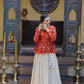 Designer soft white Lehenga with Long peplum blouse for Festive Occasions