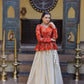 Designer soft white Lehenga with Long peplum blouse for Festive Occasions