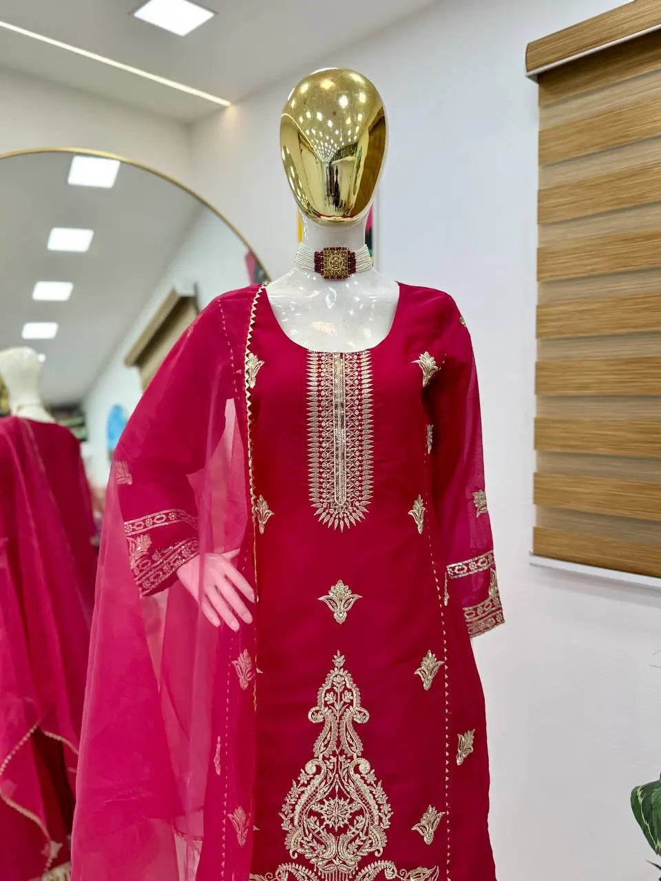 Diamond Georgette Embroidered Sharara Set with Dupatta