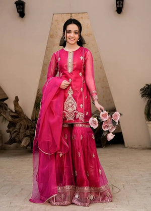 Diamond Georgette Embroidered Sharara Set with Dupatta
