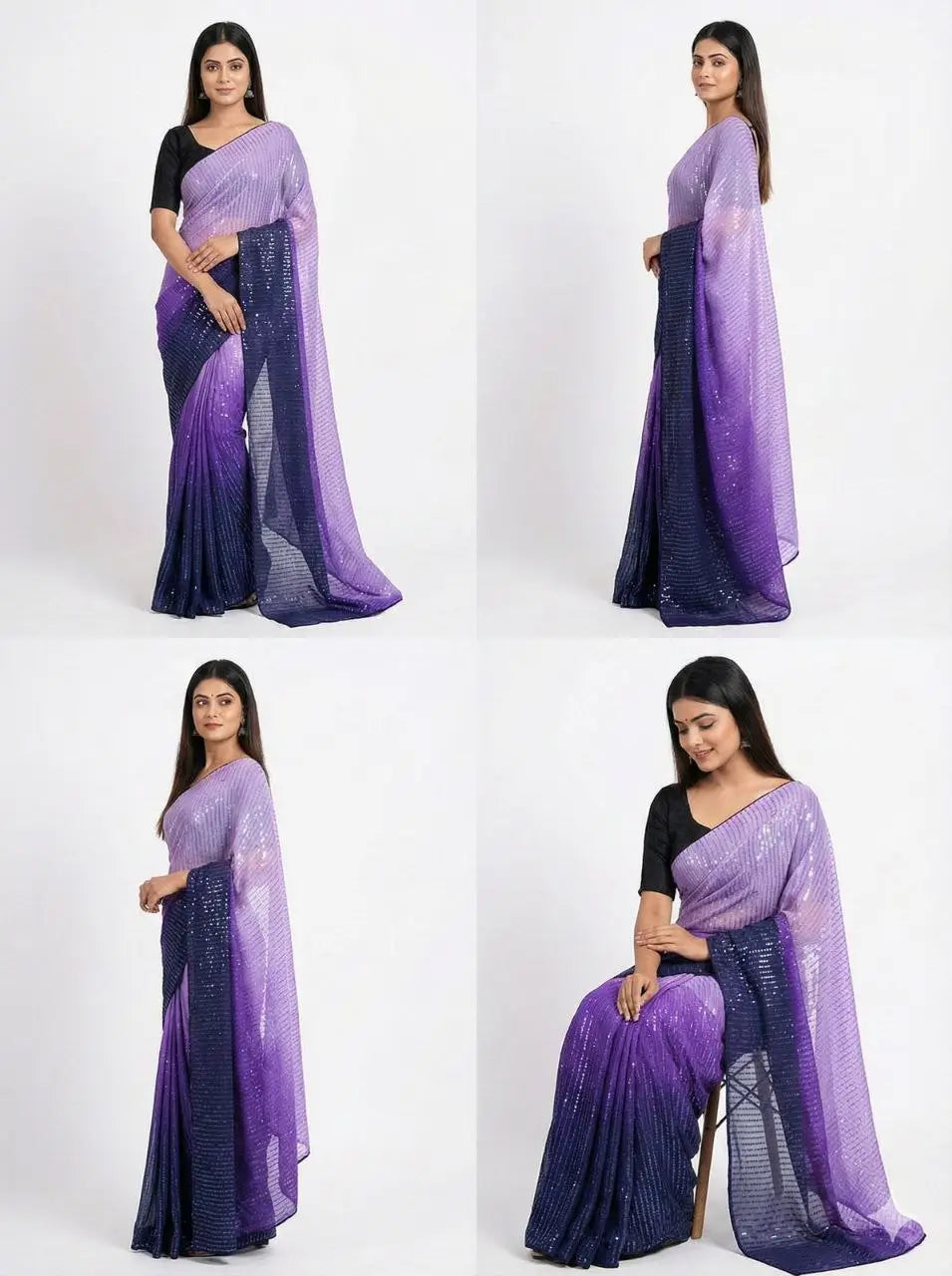 Diamond Silk Digital Printed Saree with Sequins Work