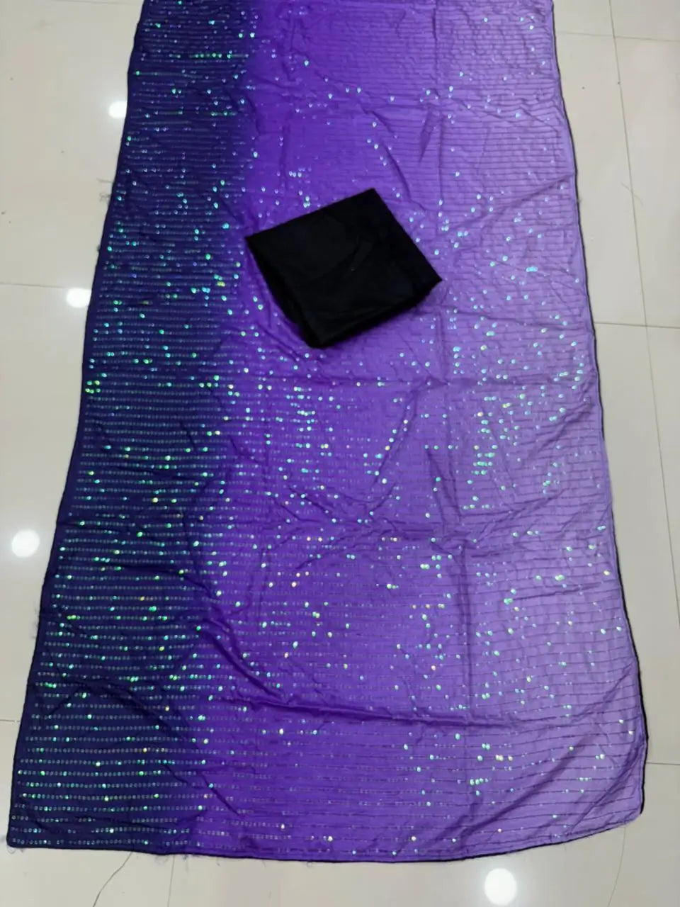 Diamond Silk Digital Printed Saree with Sequins Work