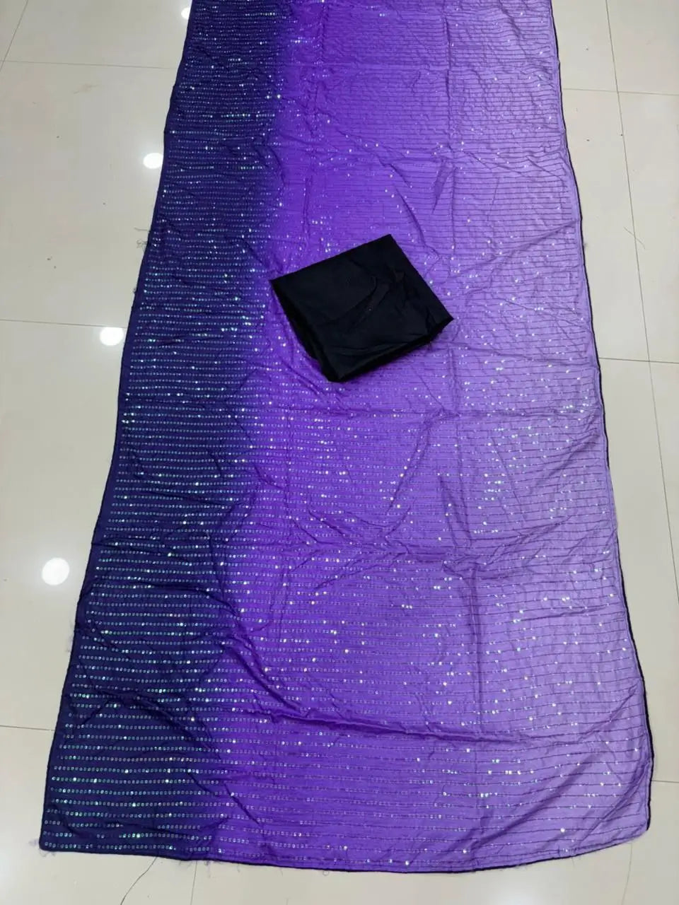 Diamond Silk Digital Printed Saree with Sequins Work