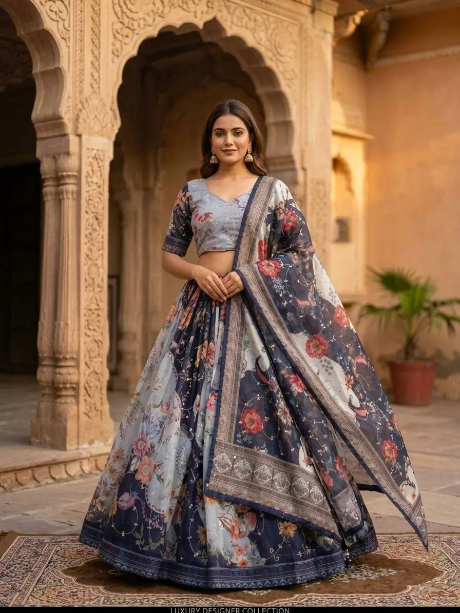 Digital Floral Print Lehenga