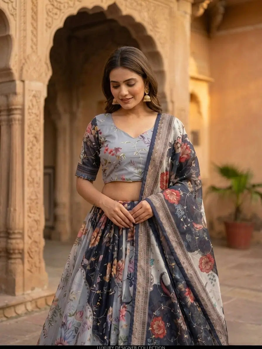 Digital Floral Print Lehenga