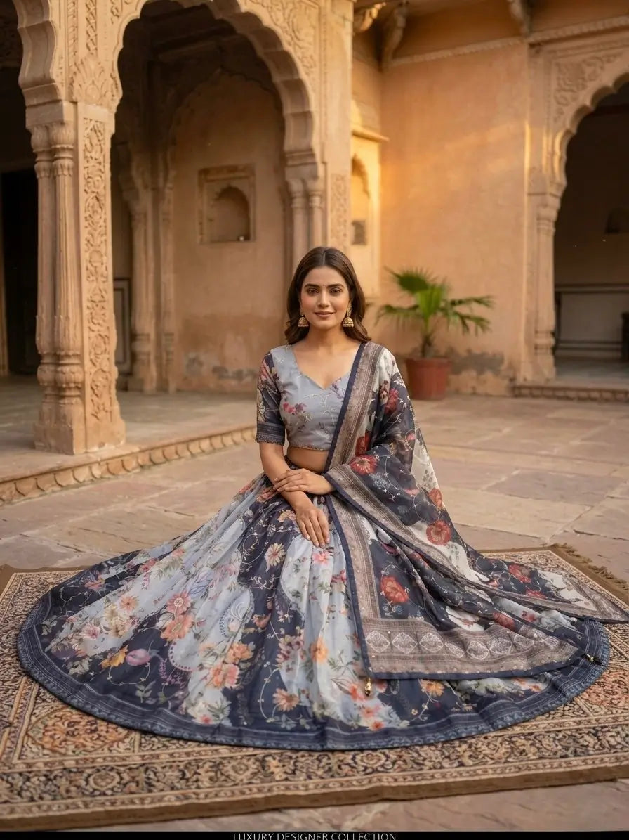Digital Floral Print Lehenga