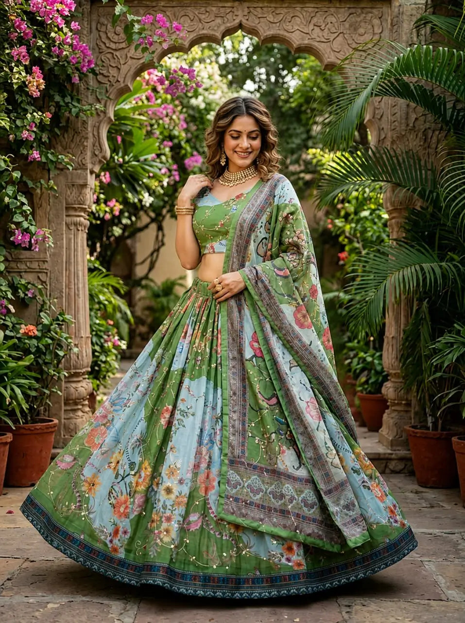 Digital Floral Print Lehenga