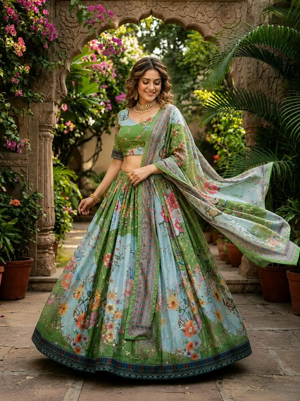 Digital Floral Print Lehenga