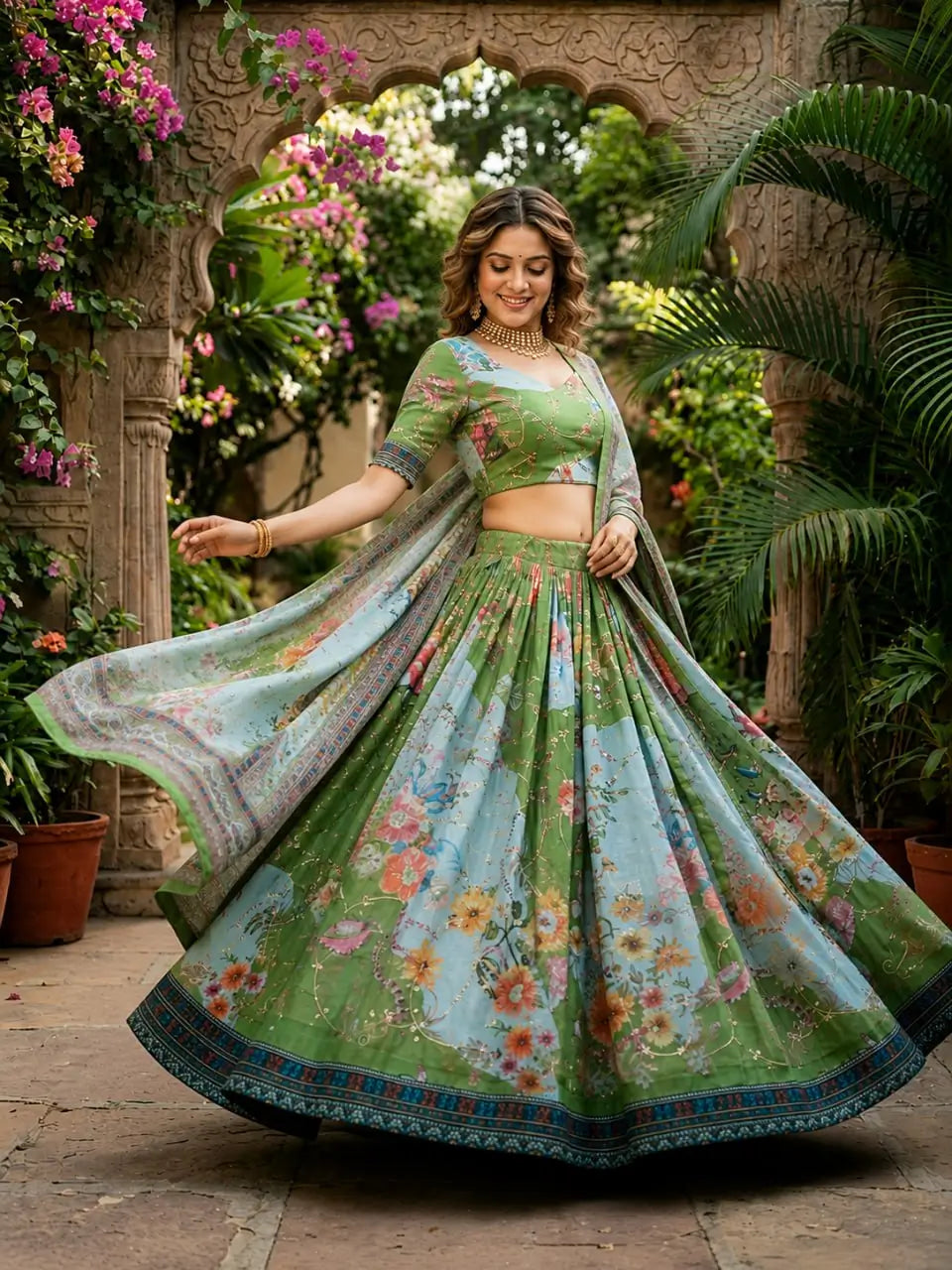 Digital Floral Print Lehenga