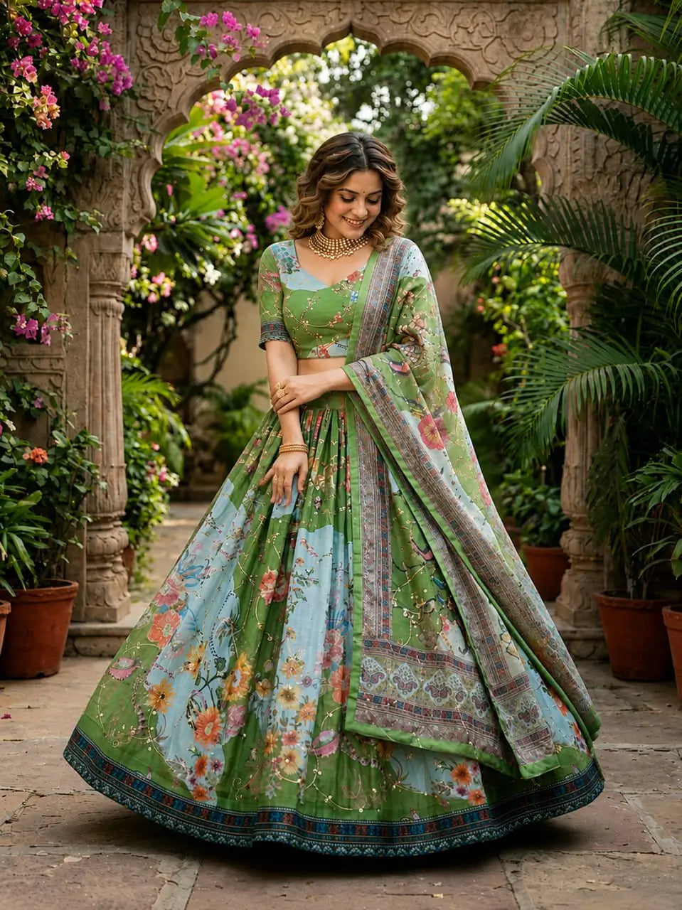 Digital Floral Print Lehenga