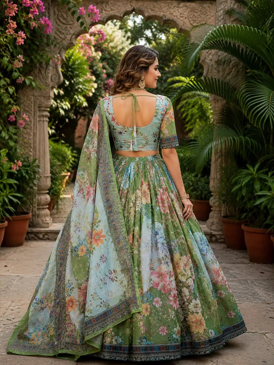 Digital Floral Print Lehenga