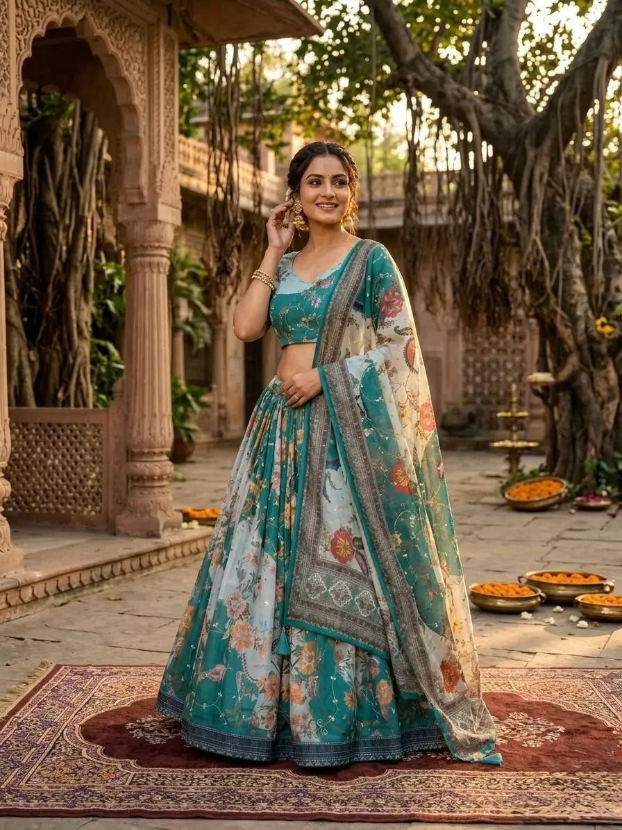 Digital Floral Print Lehenga