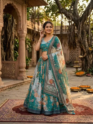 Digital Floral Print Lehenga
