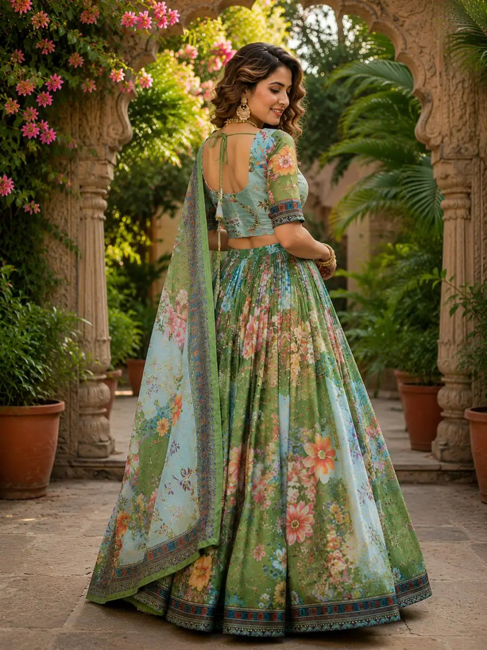 Digital Floral Print Lehenga