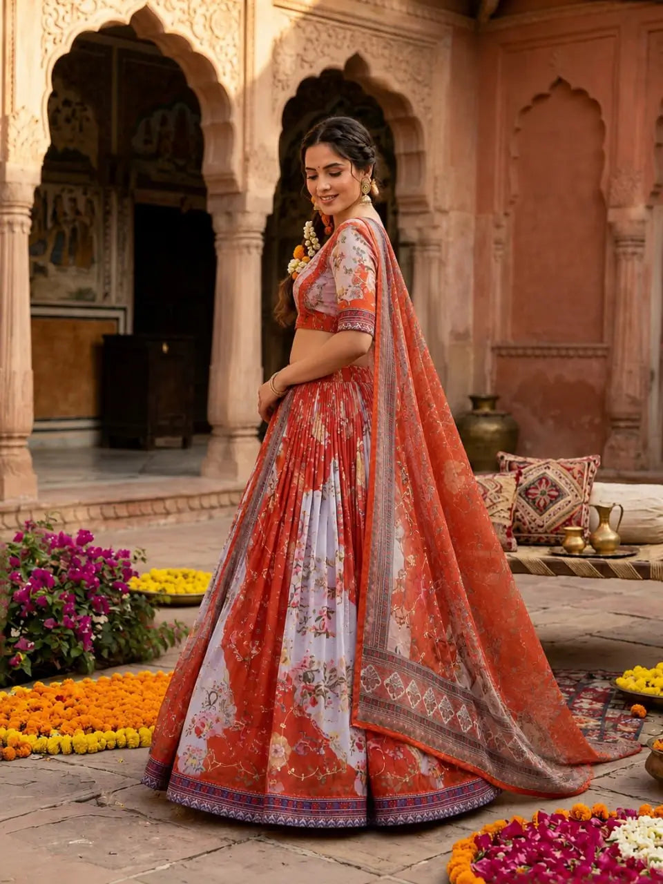 Digital Floral Print Lehenga