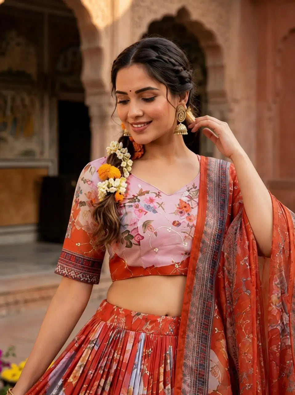 Digital Floral Print Lehenga