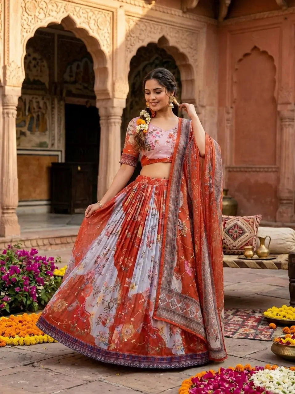 Digital Floral Print Lehenga