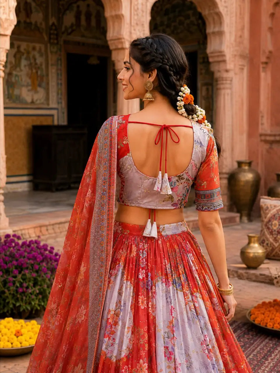 Digital Floral Print Lehenga
