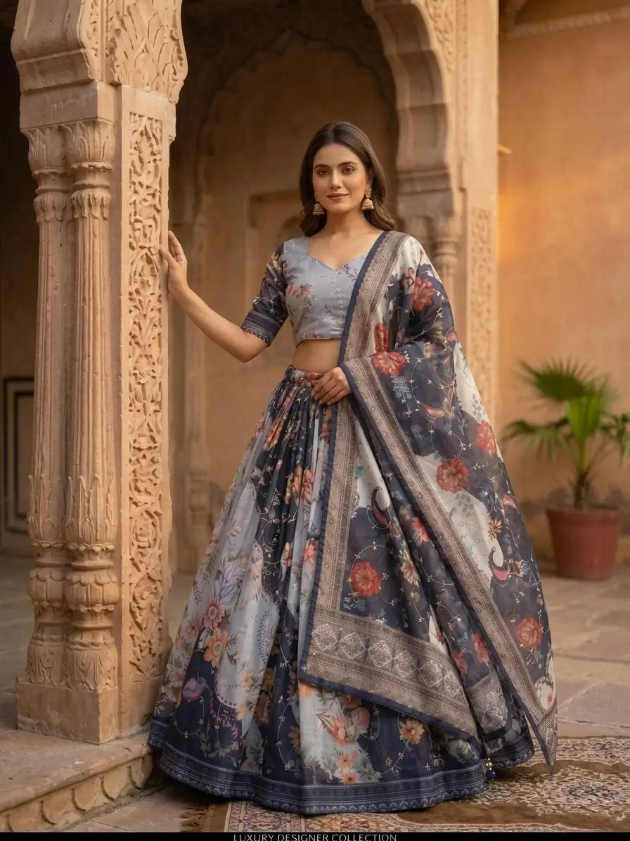 Digital Floral Print Lehenga