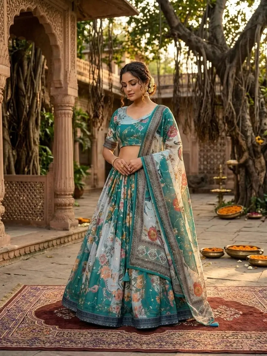 Digital Floral Print Lehenga