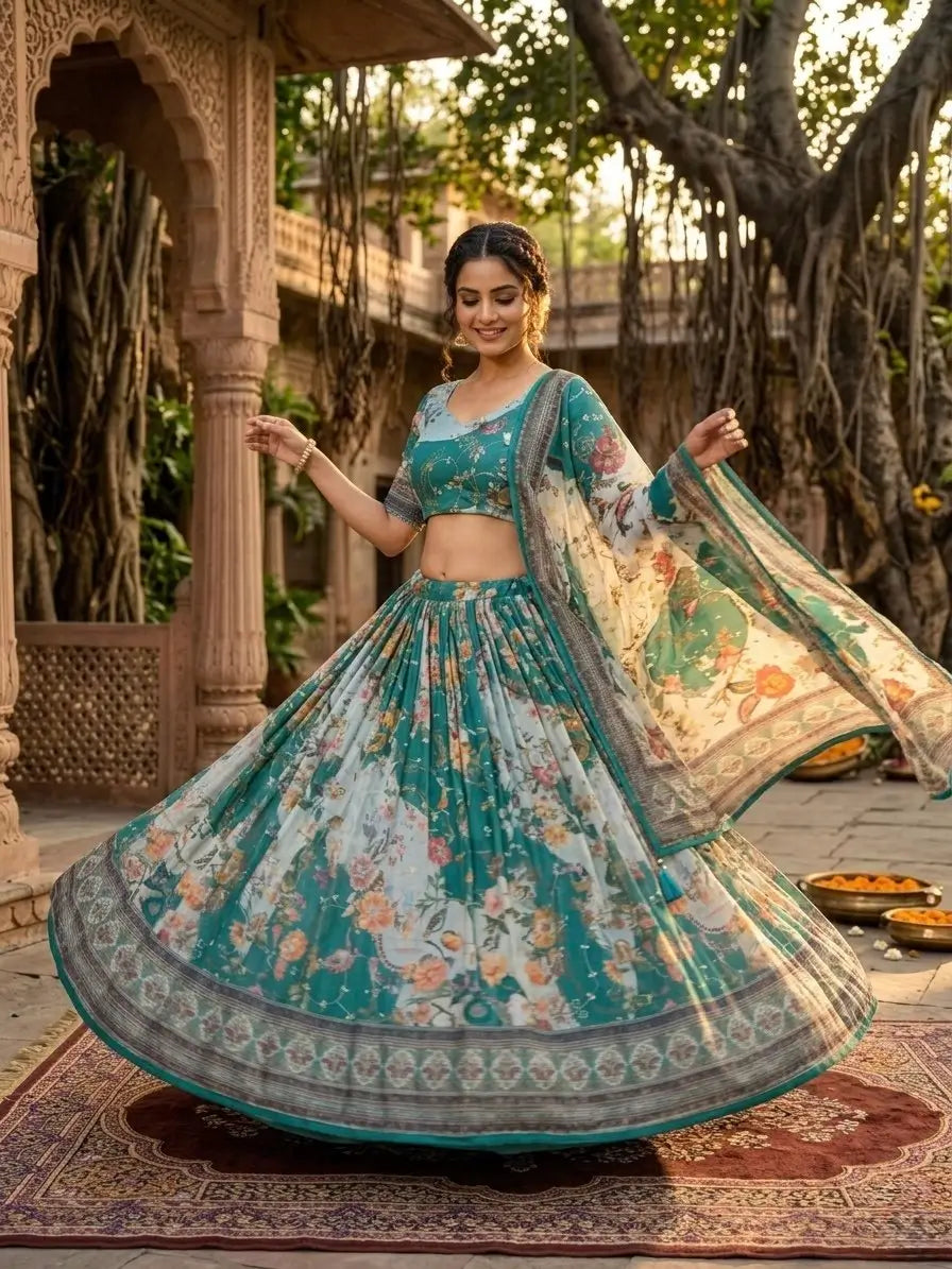 Digital Floral Print Lehenga