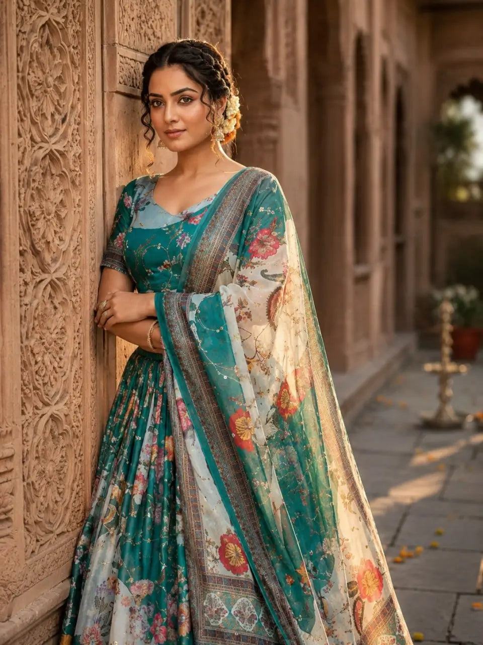 Digital Floral Print Lehenga