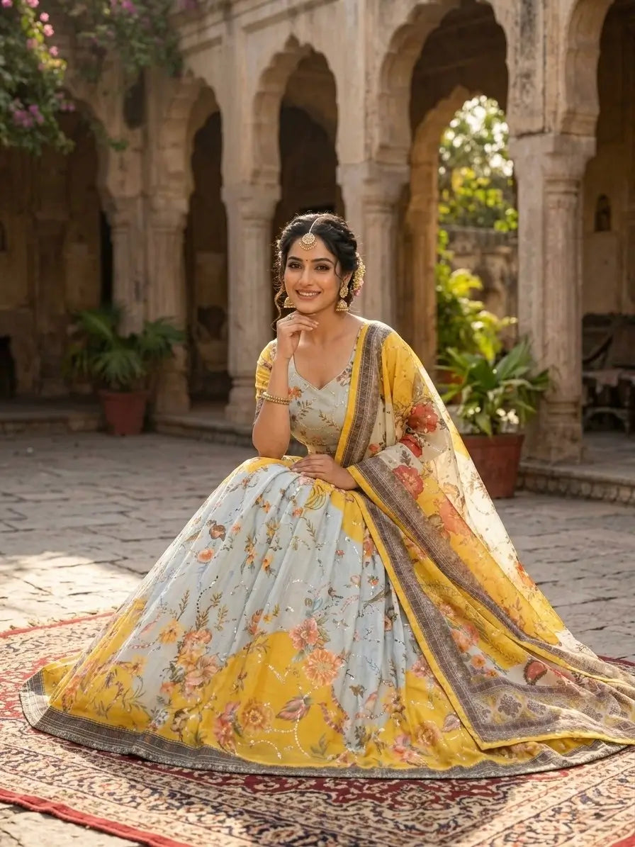 Digital Floral Print Lehenga