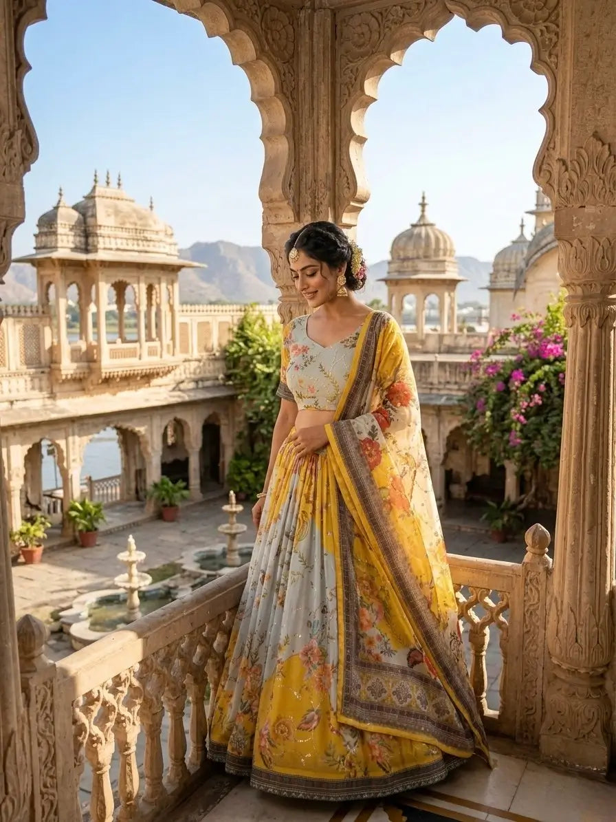 Digital Floral Print Lehenga