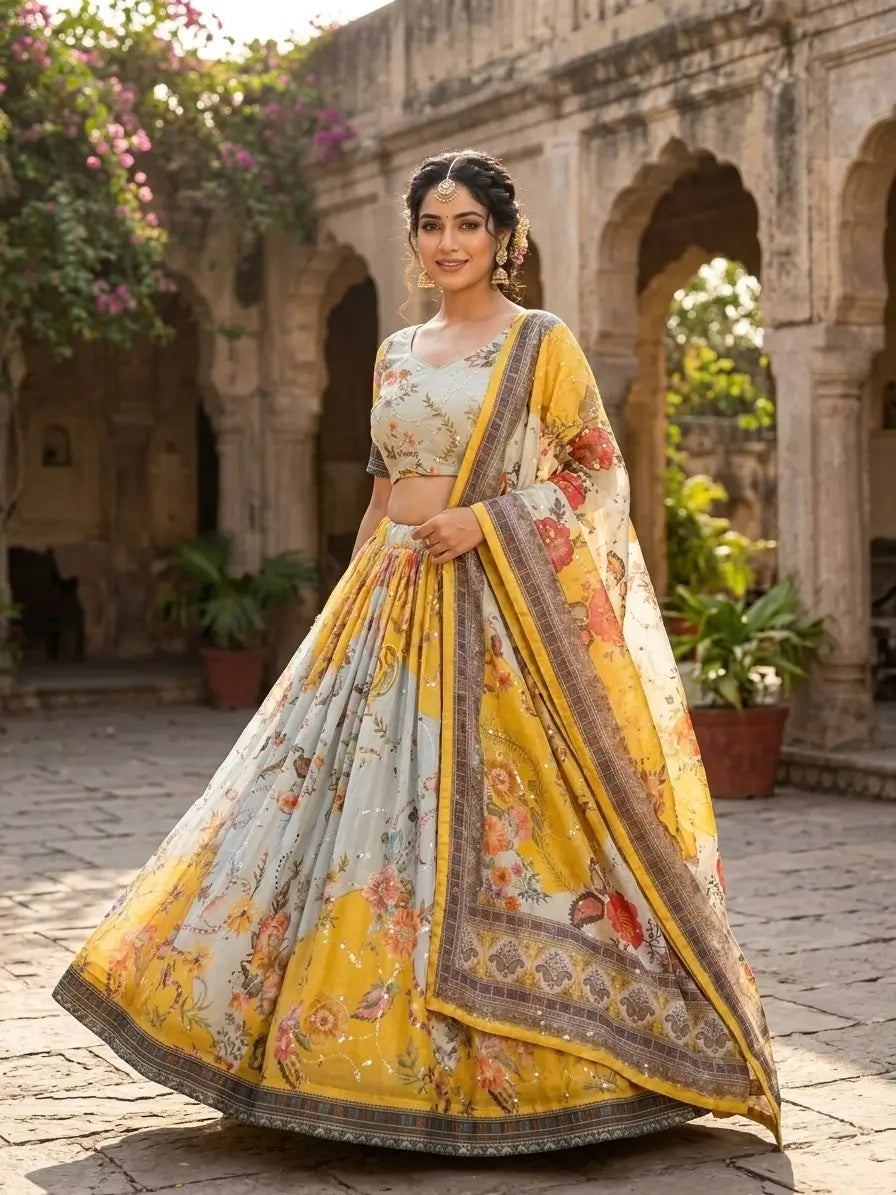 Digital Floral Print Lehenga