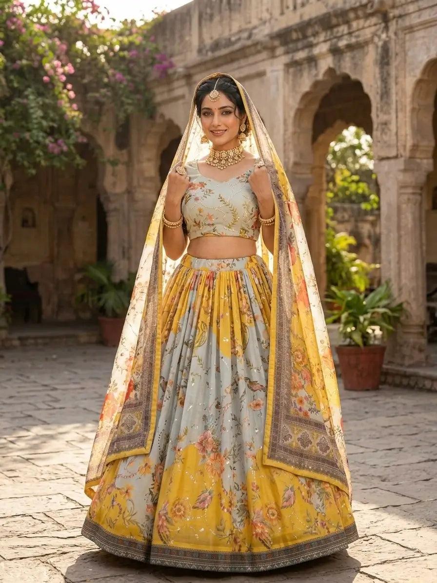 Digital Floral Print Lehenga