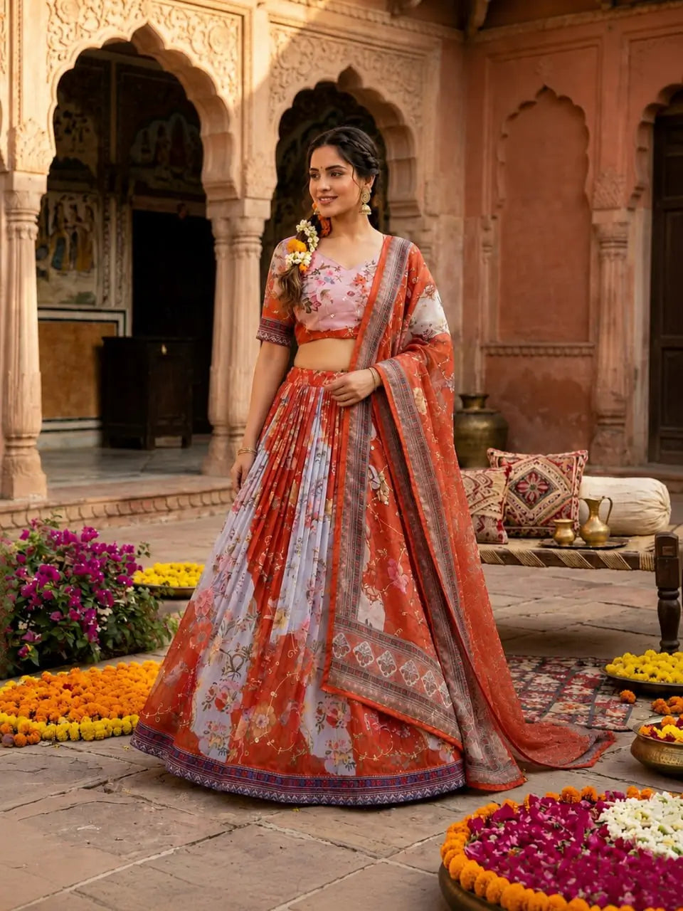 Digital Floral Print Lehenga