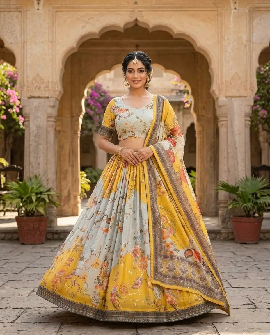 Digital Floral Print Lehenga